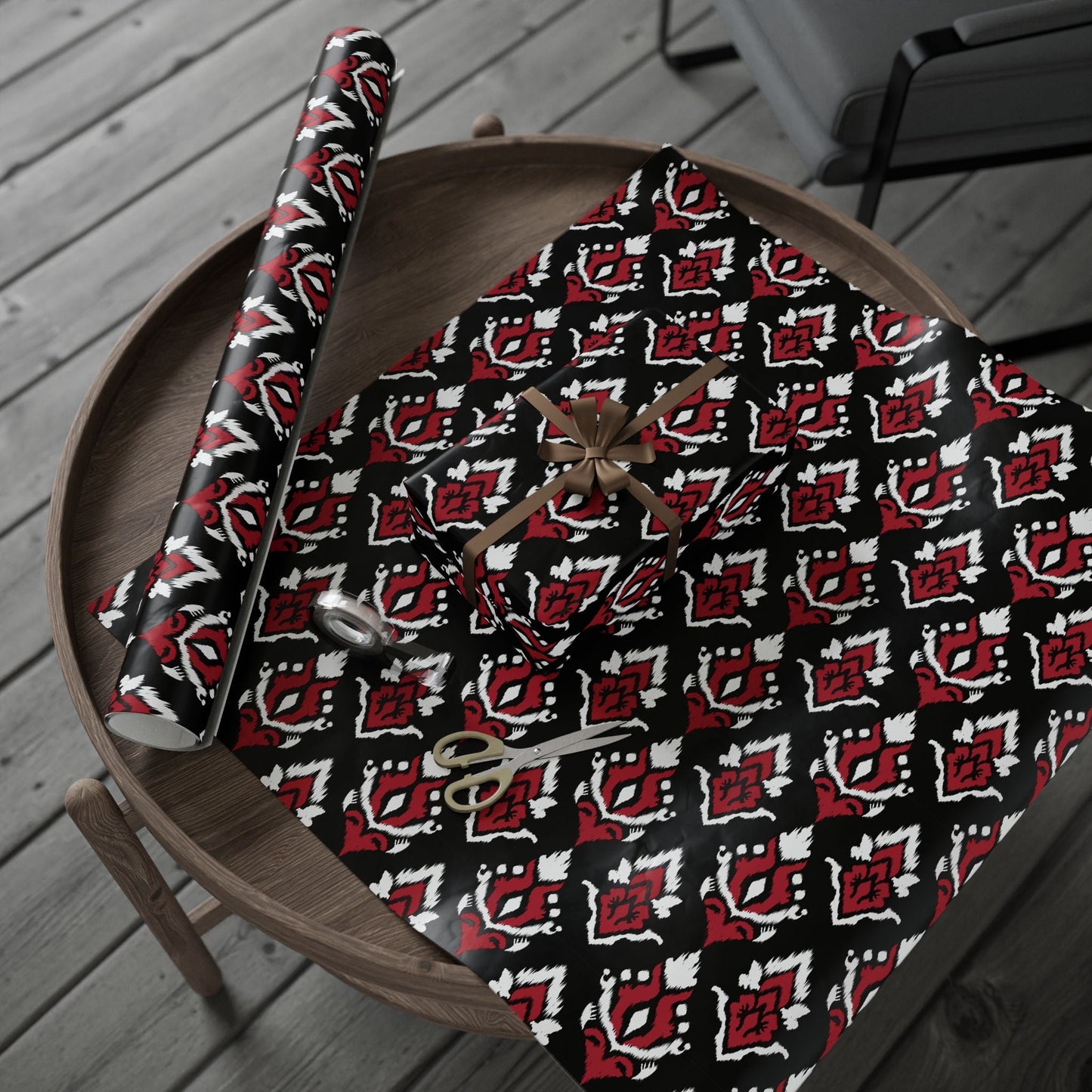 Gift Wrap | Red & Black | Ikat