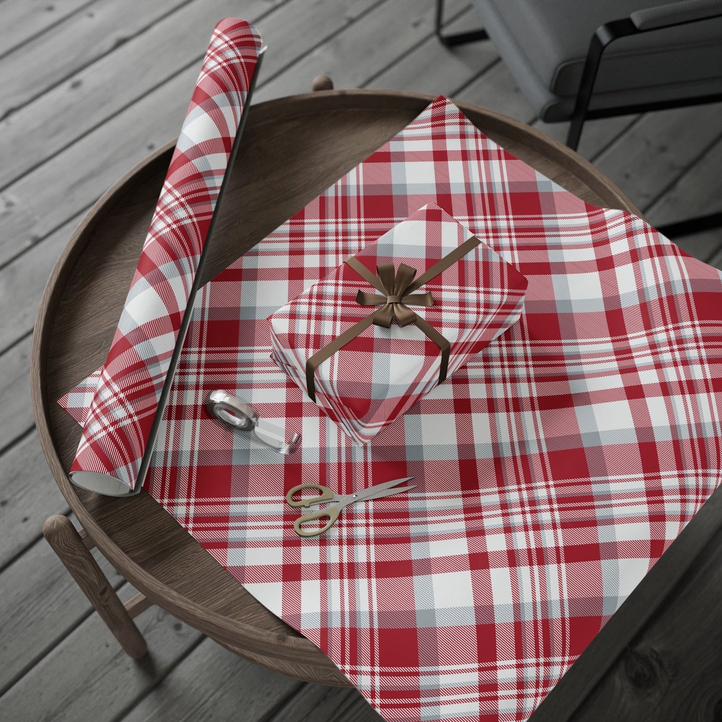 Gift Wrap | Red & Gray | Tartan