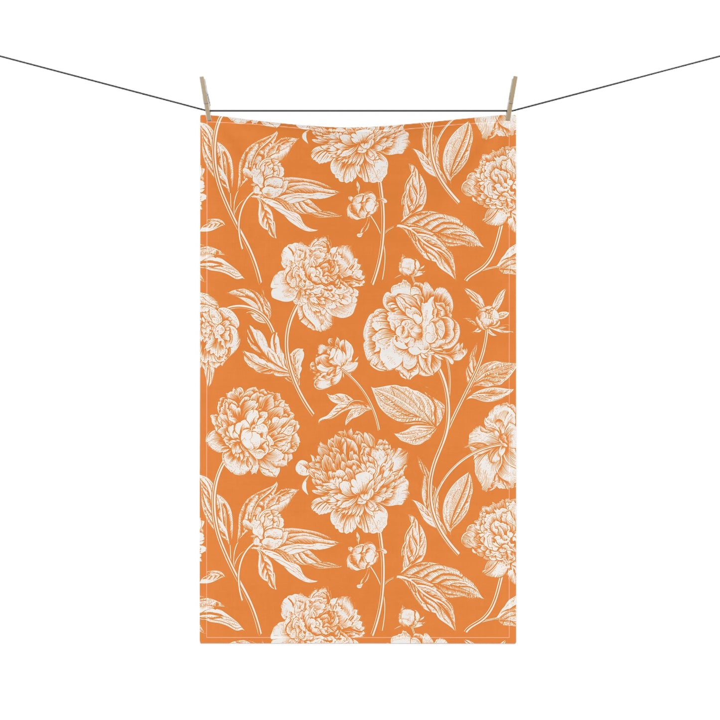 Tea Towel | Orange & White | Peony