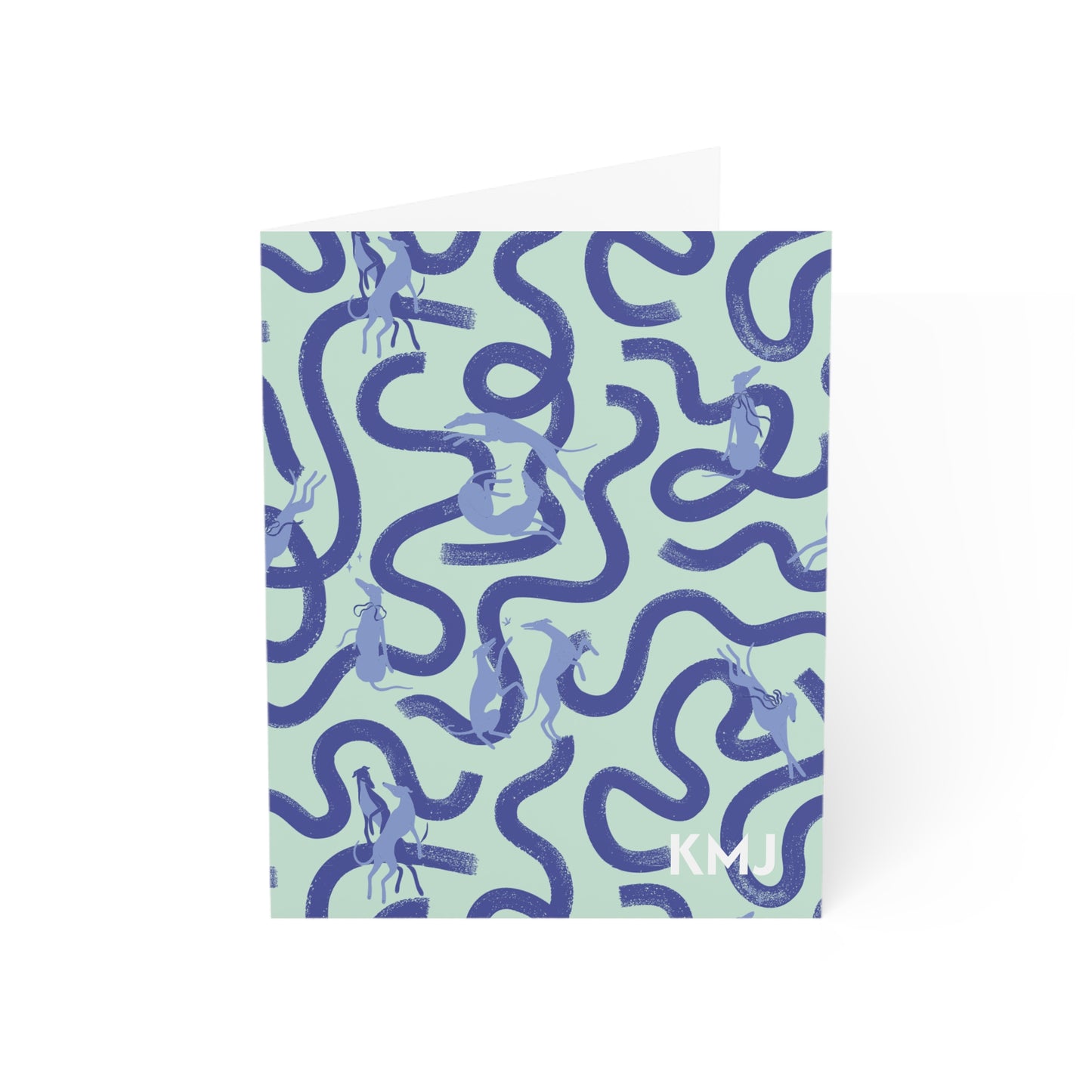 Monogram Notecards | Greyhounds | Teal Ribbon