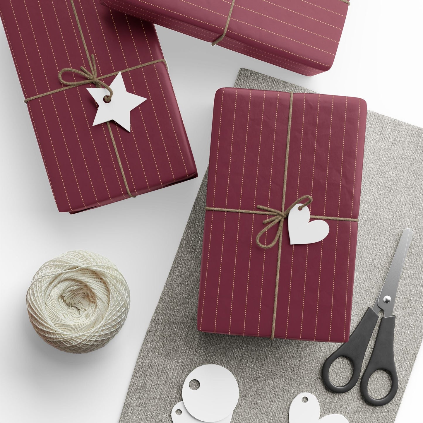 Gift Wrap | Maroon & Gold | Pinstripe