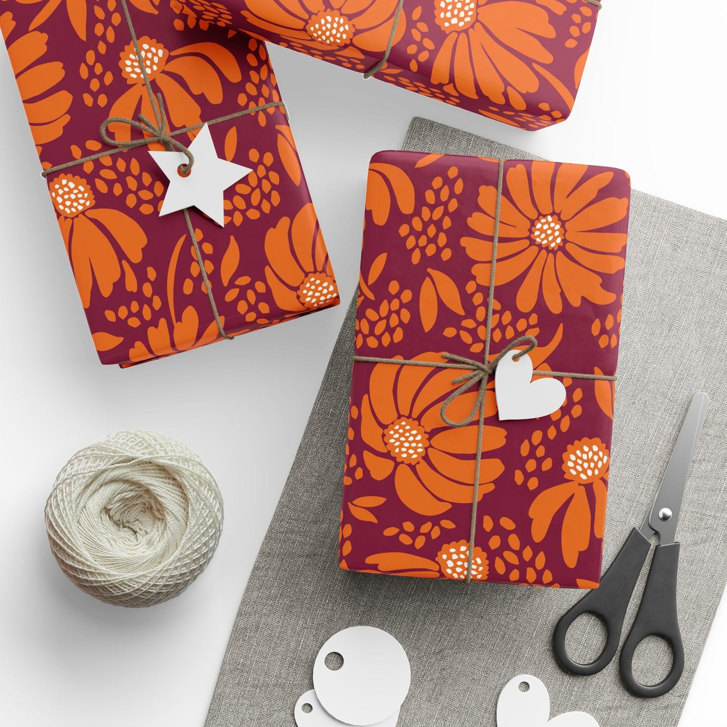 Gift Wrap | Maroon & Orange | Bellis