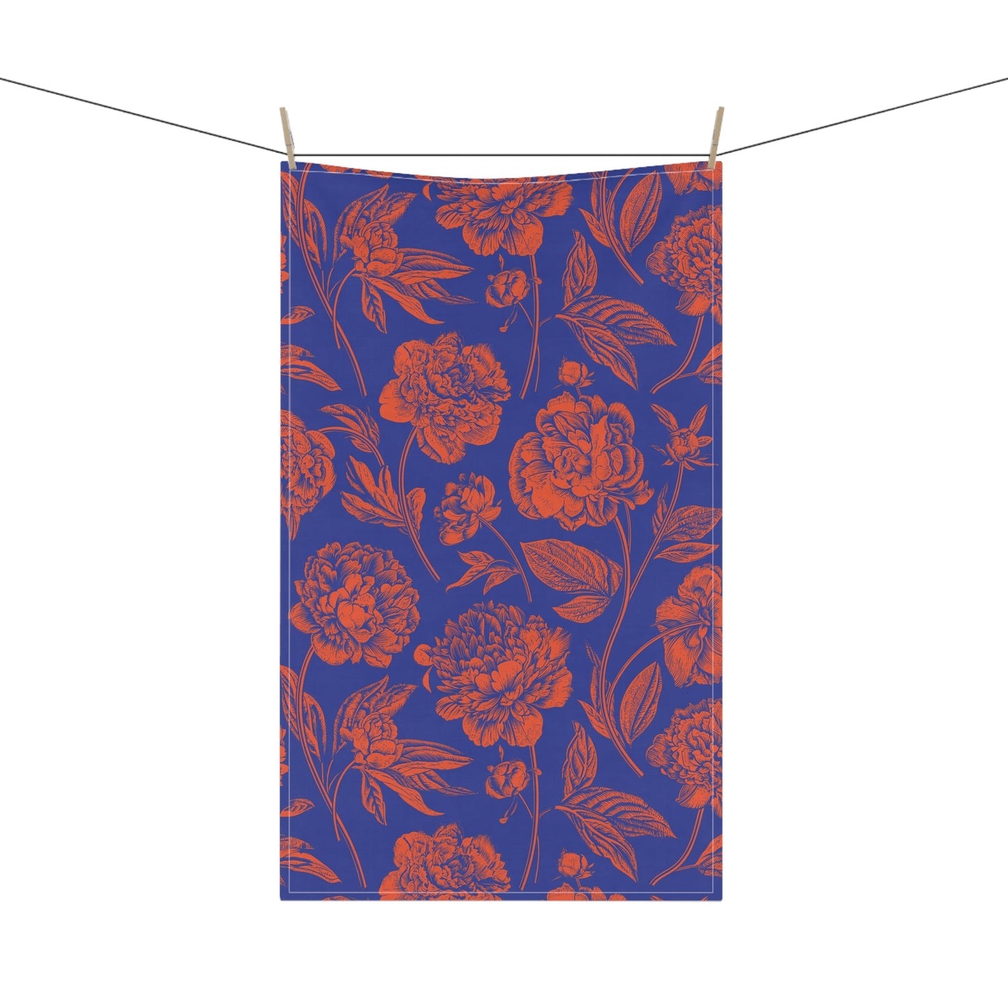 Tea Towel | Bright Blue & Orange | Peony