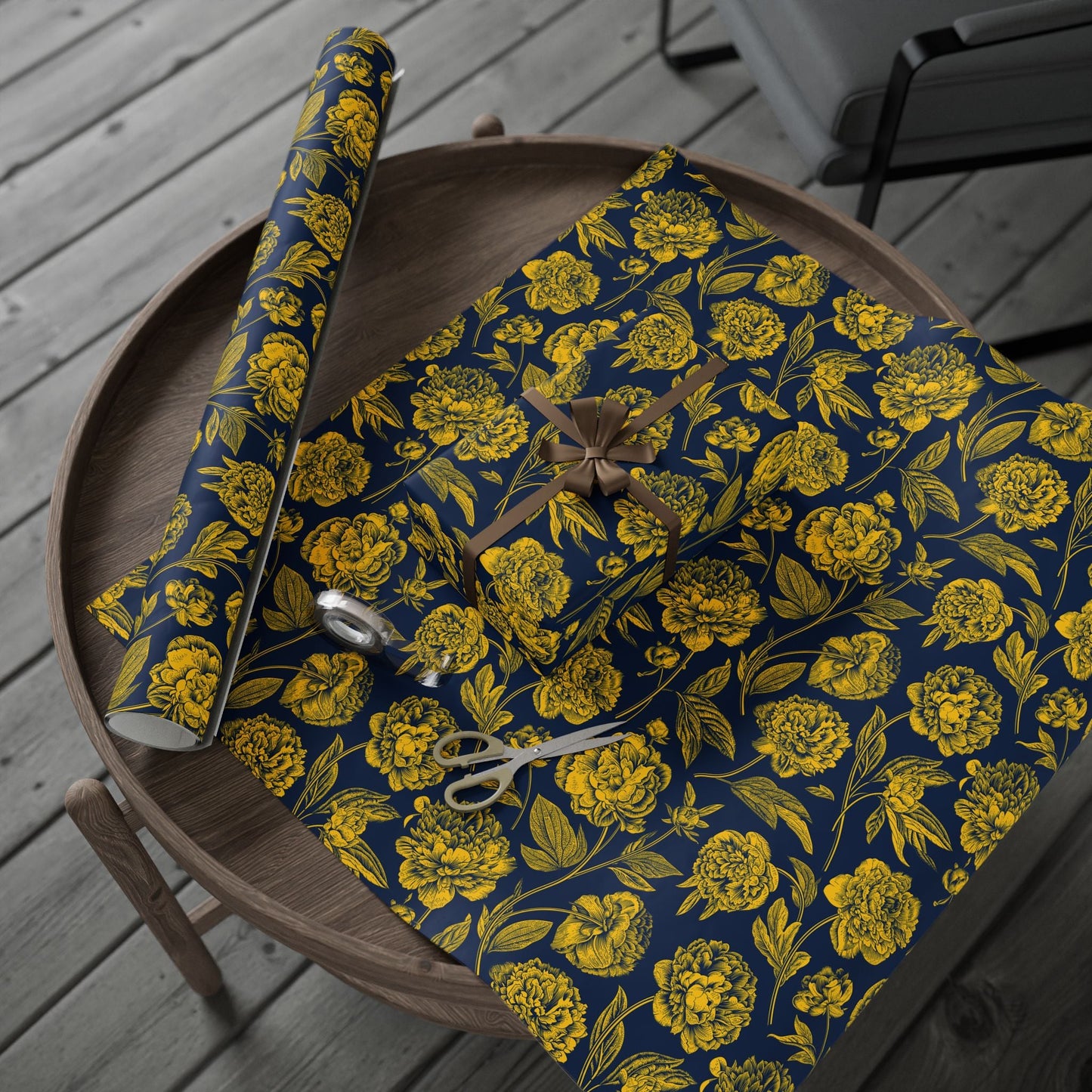 Gift Wrap | Yellow & Blue | Peony
