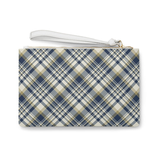 Clutch Bag | Gold & Blue | Tartan