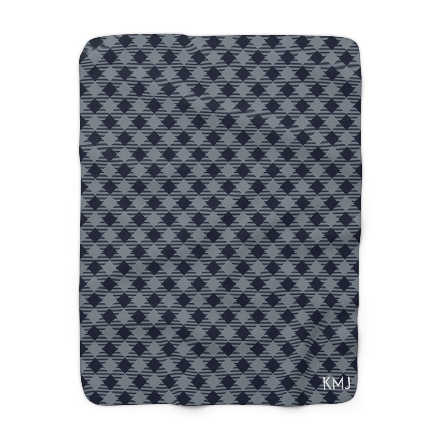 Sherpa Fleece Blanket- Personalized | Navy & White | Gingham