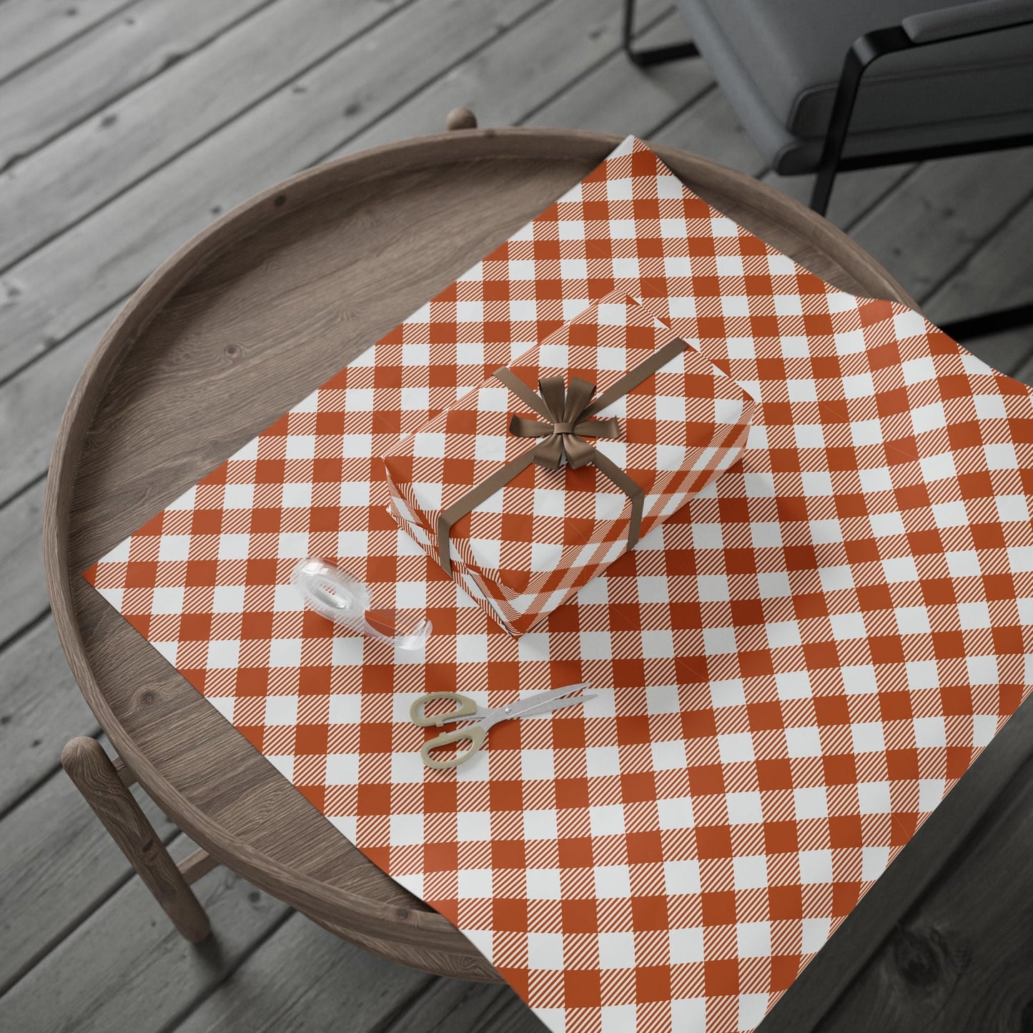 Gift Wrap | Dark Orange & White | Gingham