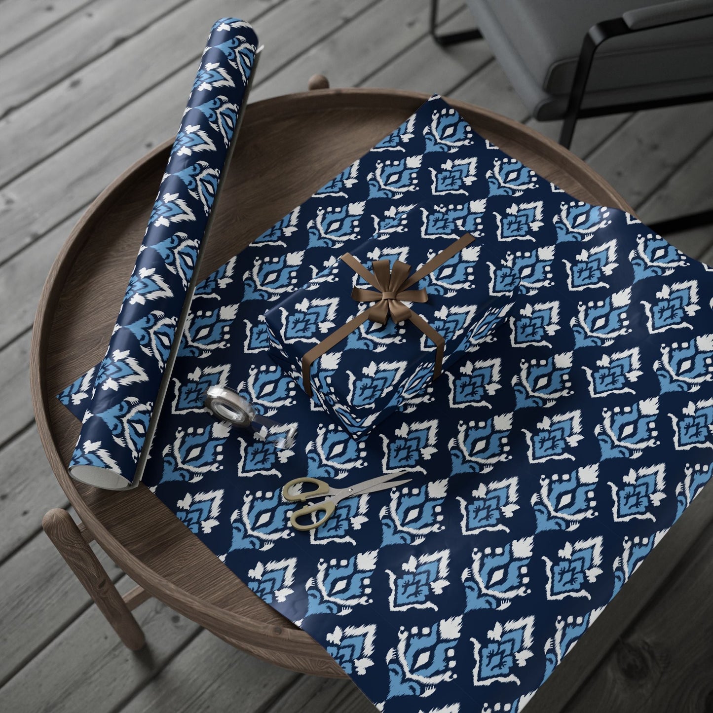 Gift Wrap | Light Blue & White | Ikat