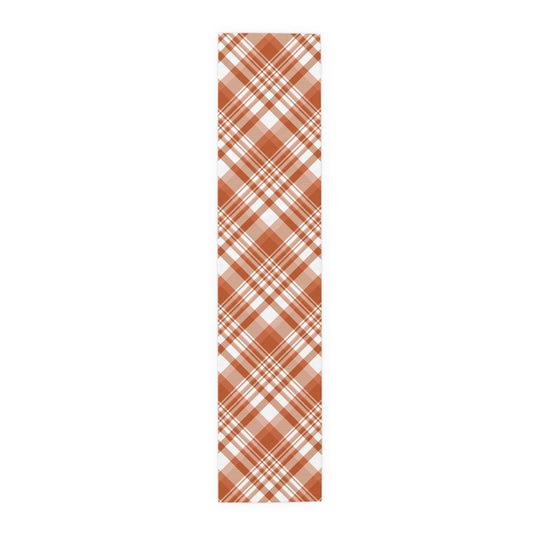 Table Runner | Dark Orange & White | Tartan