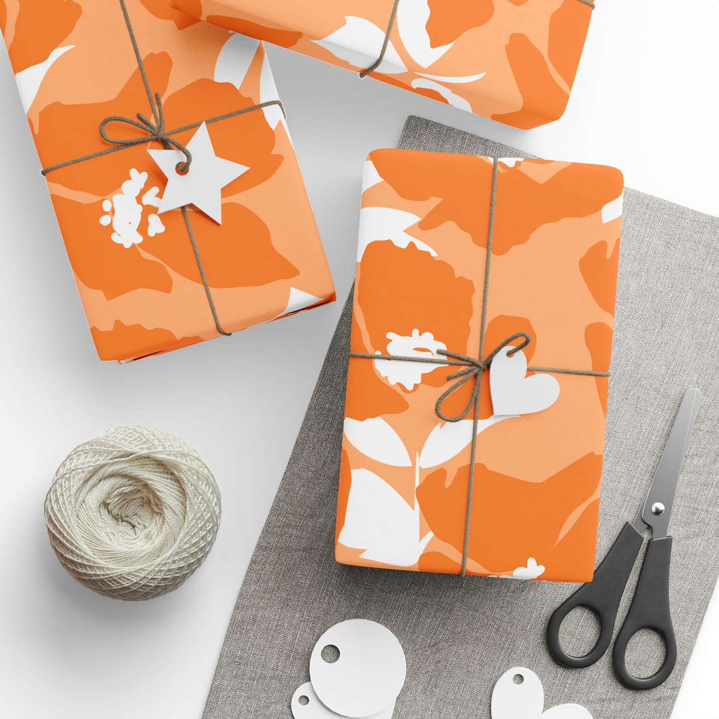 Gift Wrap | Orange & White | Poppy