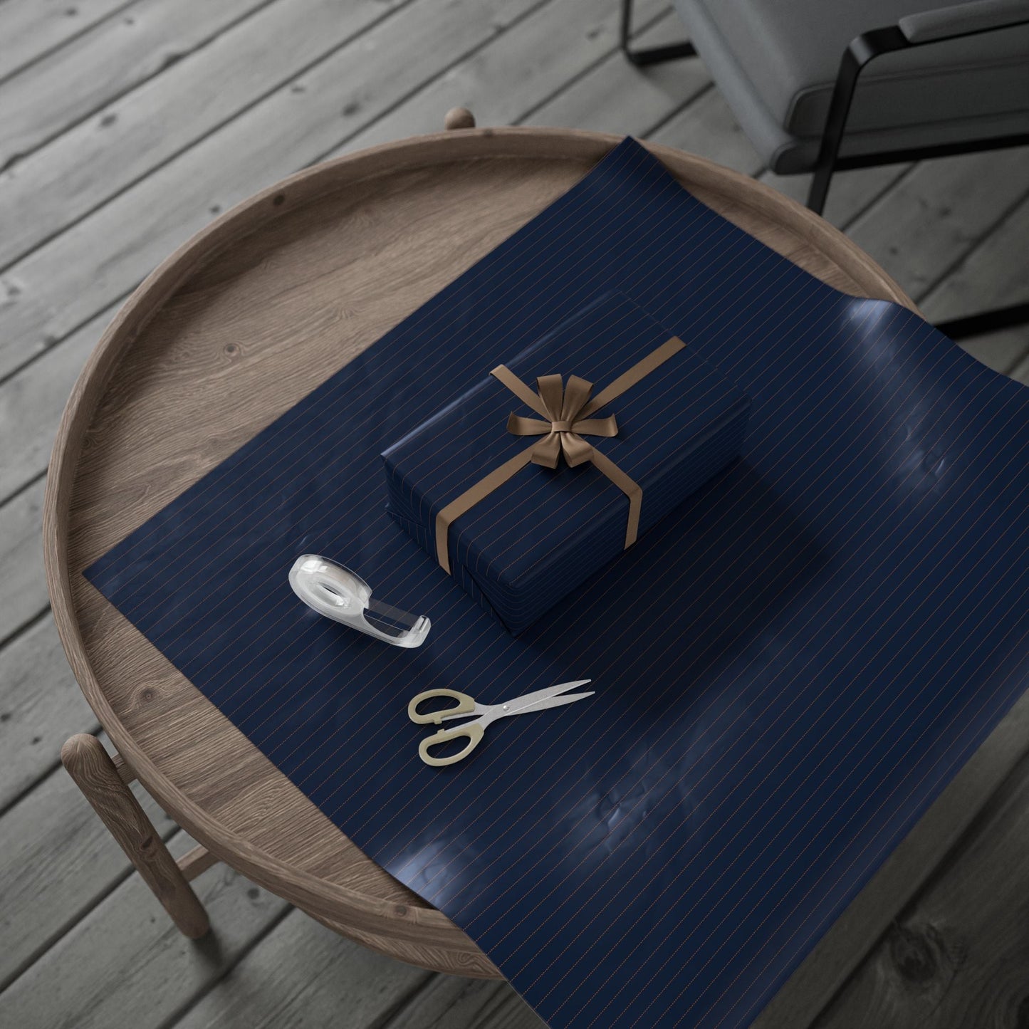 Gift Wrap | Orange & Blue | Pinstripe