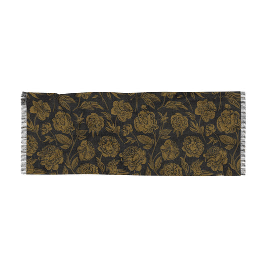 Scarf | Black & Gold | Peony