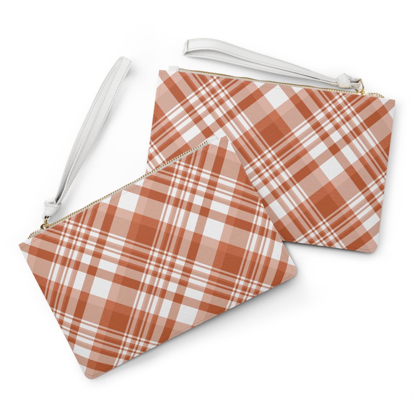 Clutch Bag | Dark Orange & White | Tartan