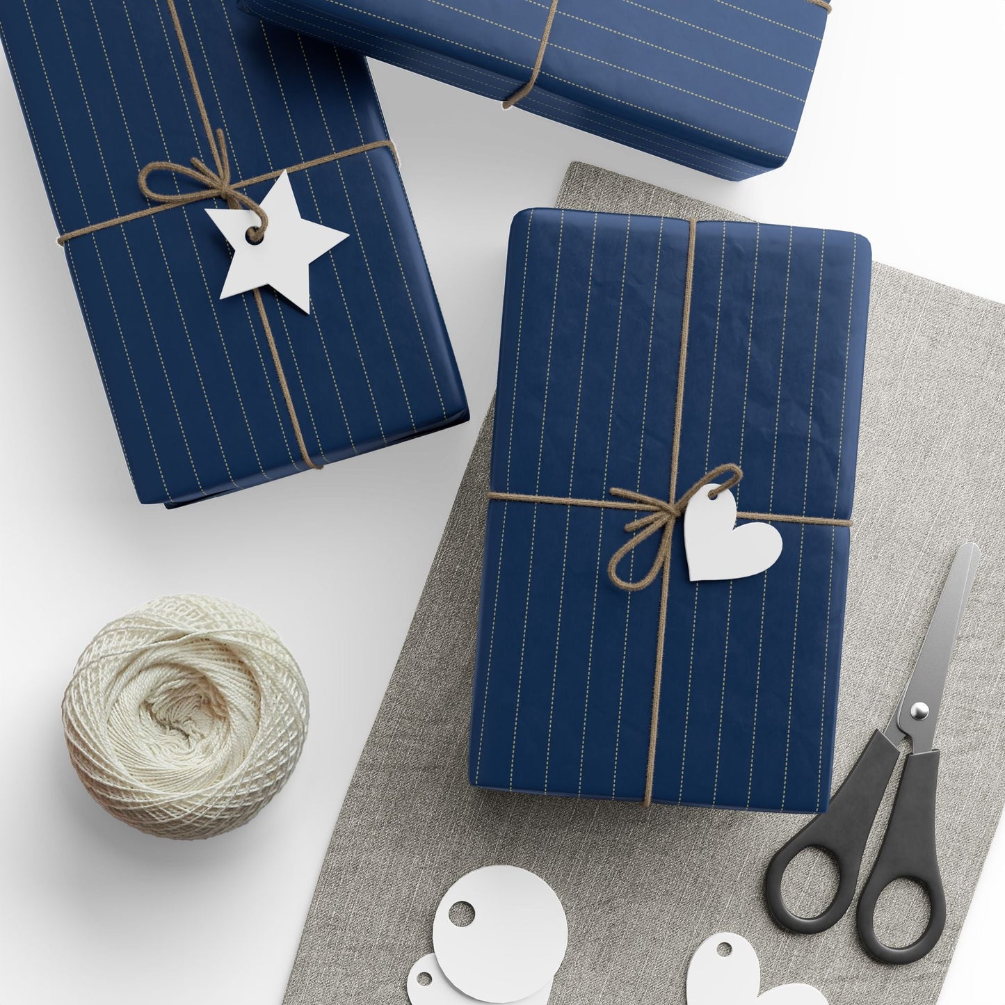 Gift Wrap | Blue & Gold | Pinstripe