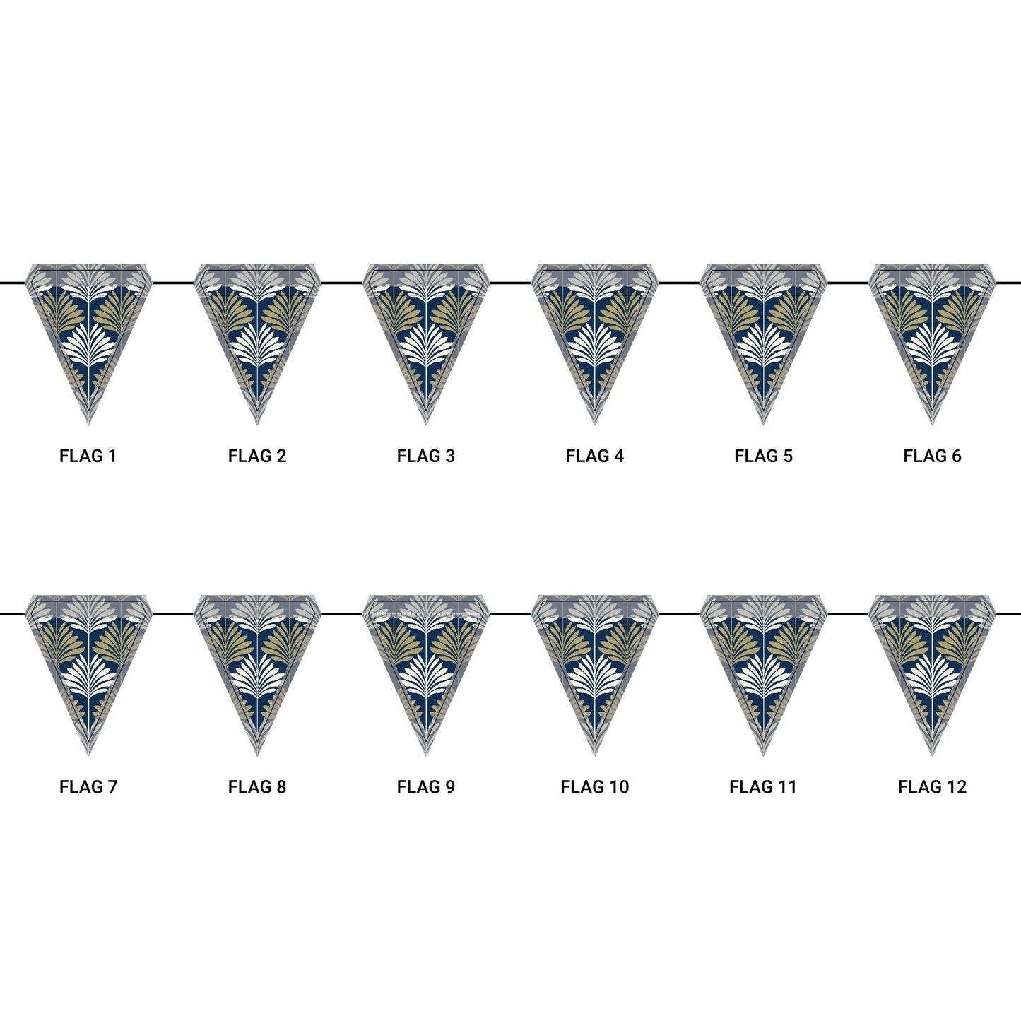 Flag Garland | Gold & Blue | Deco