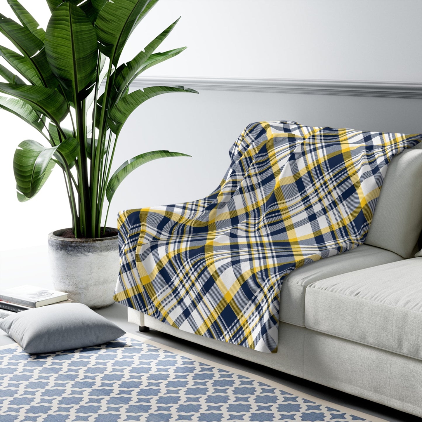Sherpa Blanket | Yellow & Blue | Tartan