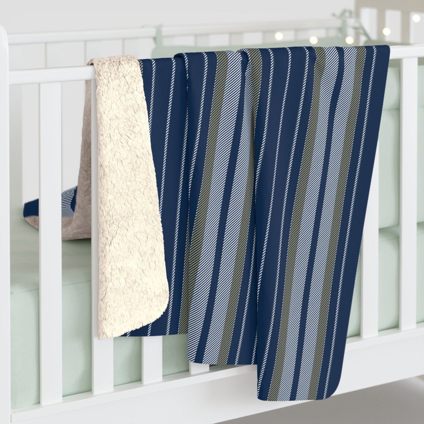 Sherpa Blanket | Blue & Gold | Stripe