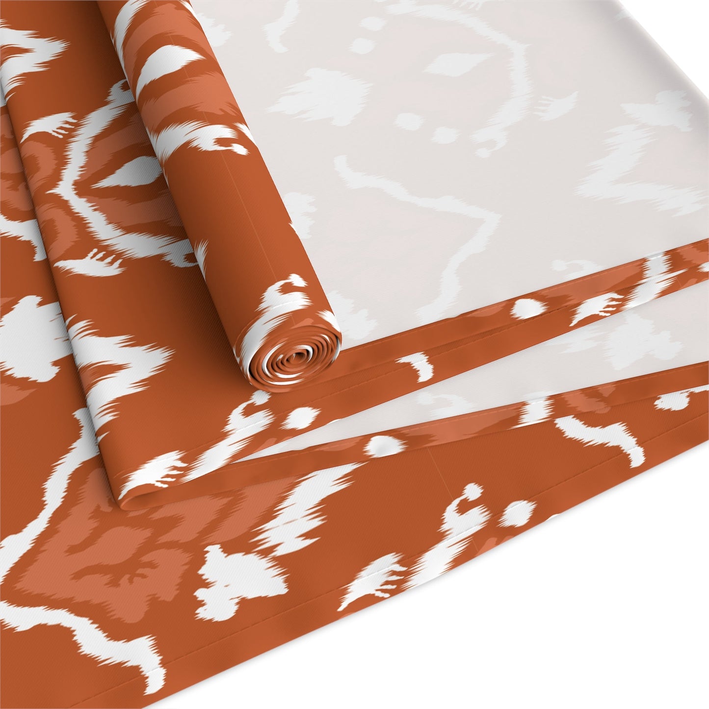 Table Runner | Dark Orange & White | Ikat
