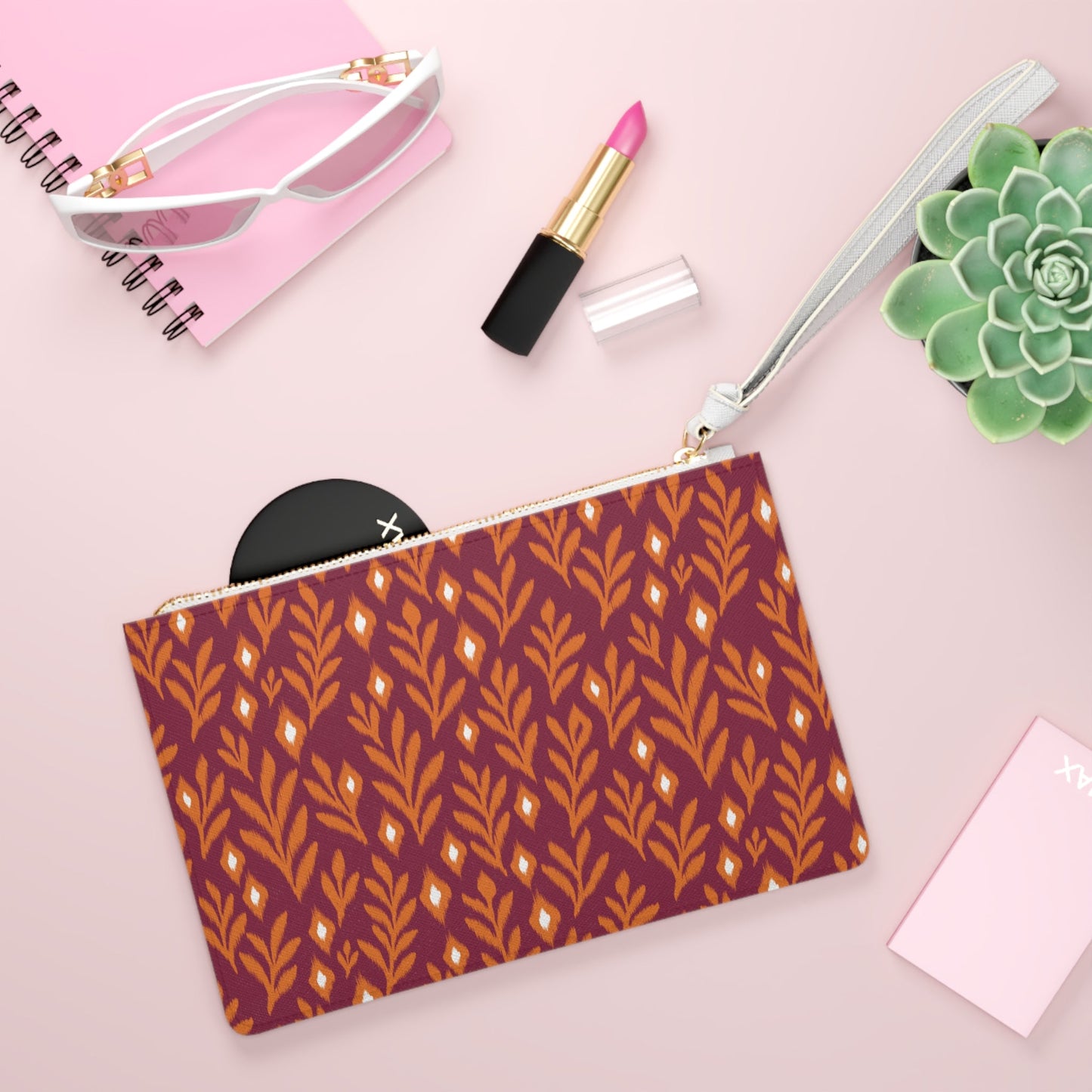 Clutch Bag | Maroon & Orange | Laurel
