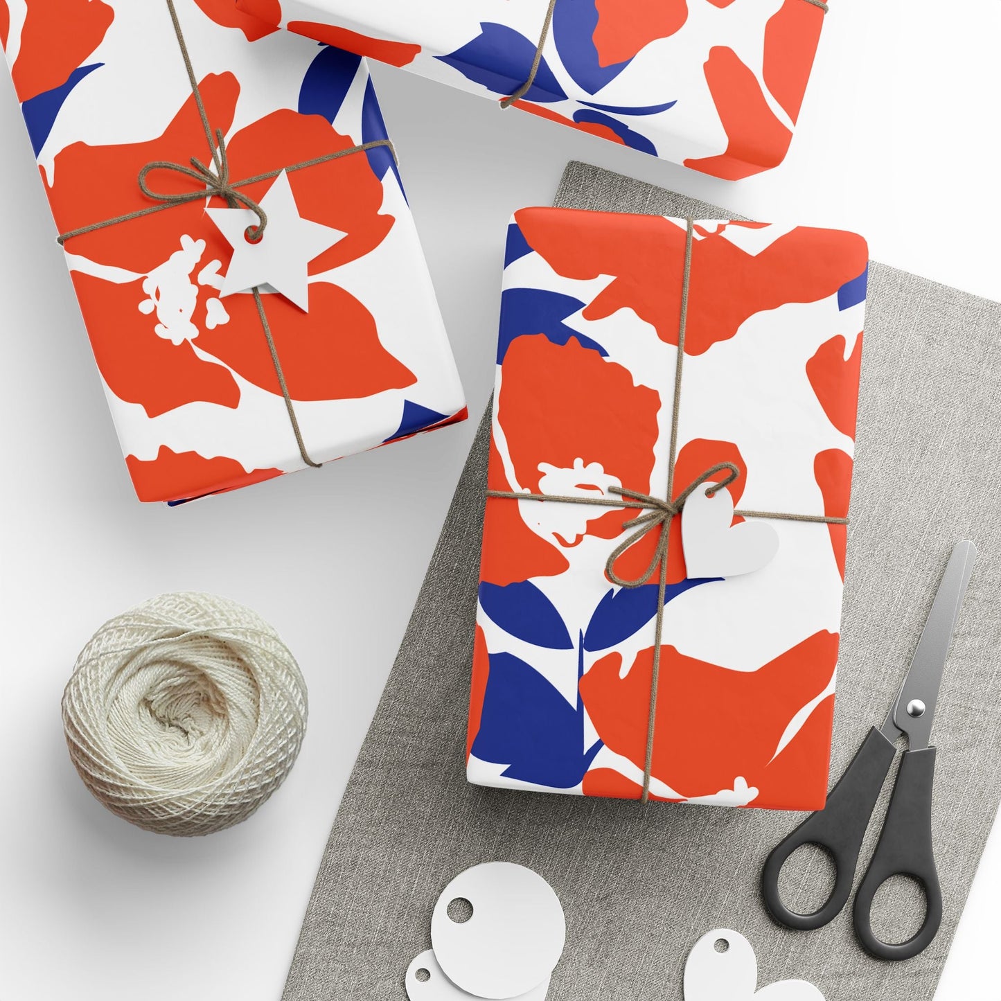 Gift Wrap | Bright Blue & Orange | Poppy