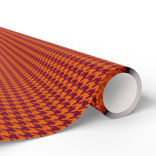 Gift Wrap | Maroon & Orange | Houndstooth