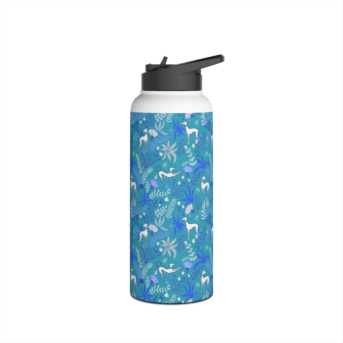 Insulated Water Bottle | Greyhounds | Teal Fern