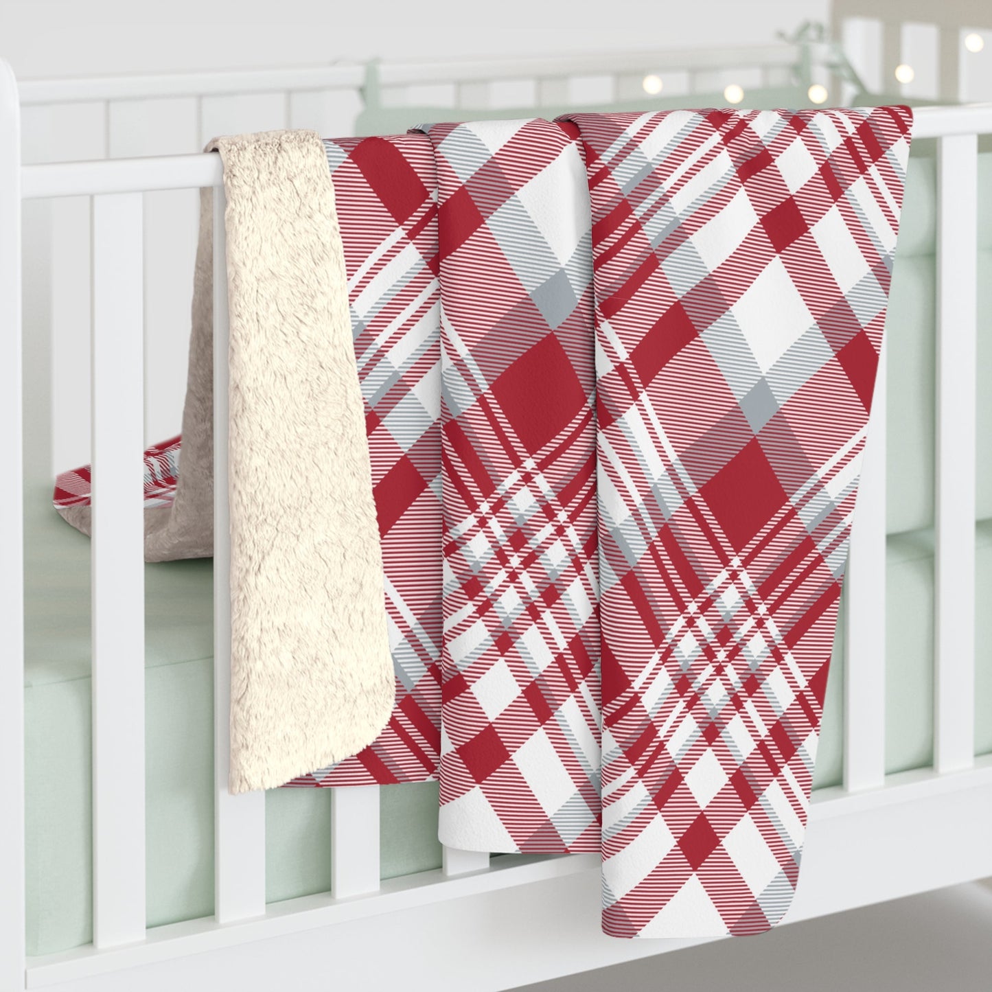 Sherpa Blanket | Red & Gray | Tartan