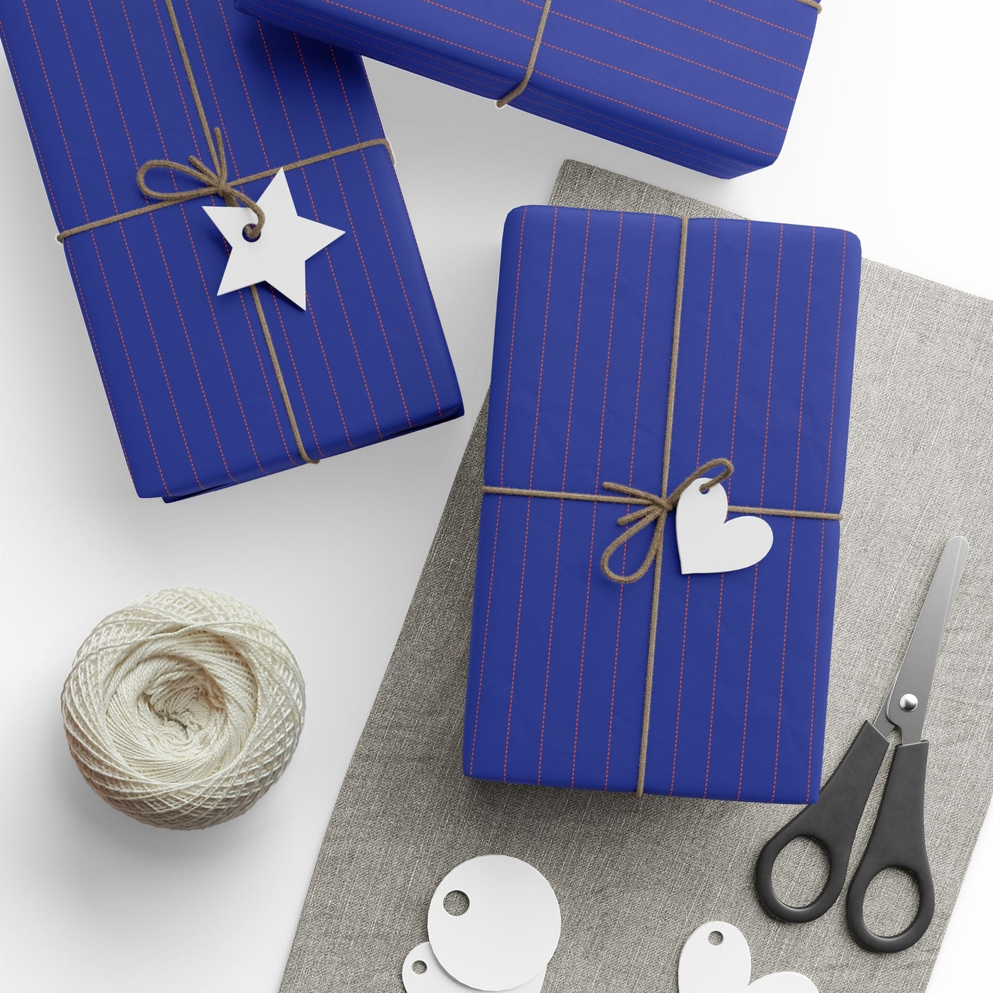 Gift Wrap | Bright Blue & Orange | Pinstripe