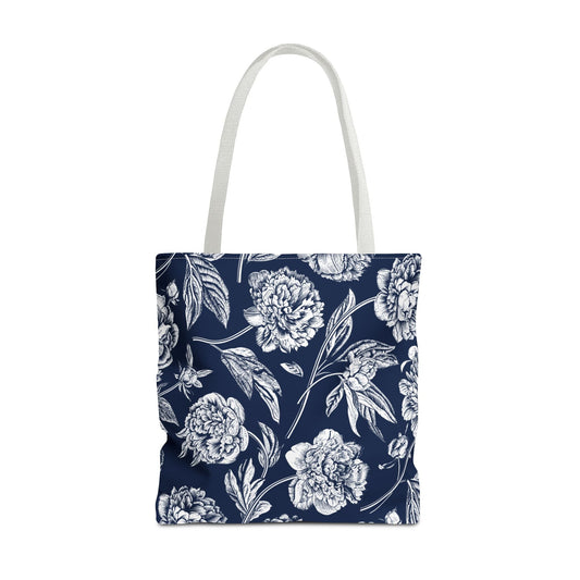 Tote Bag | Navy & White | Peony