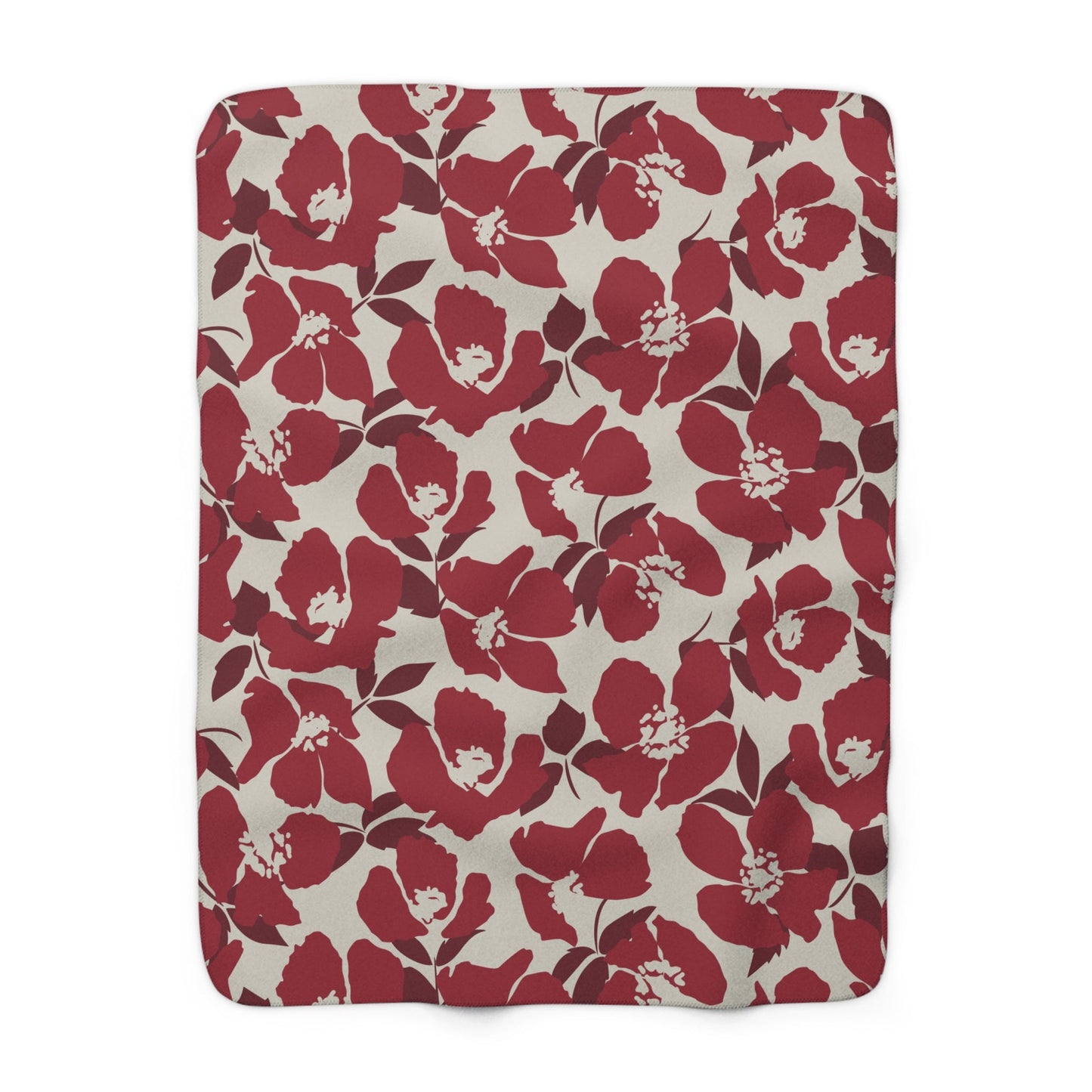 Sherpa Fleece Blanket | Maroon & White | Poppy