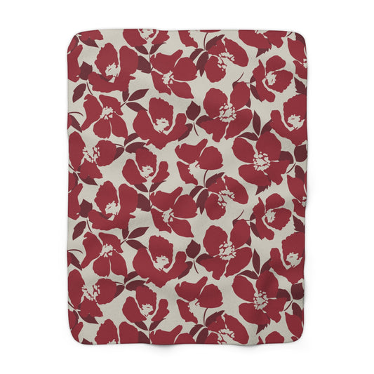 Sherpa Fleece Blanket | Maroon & White | Poppy