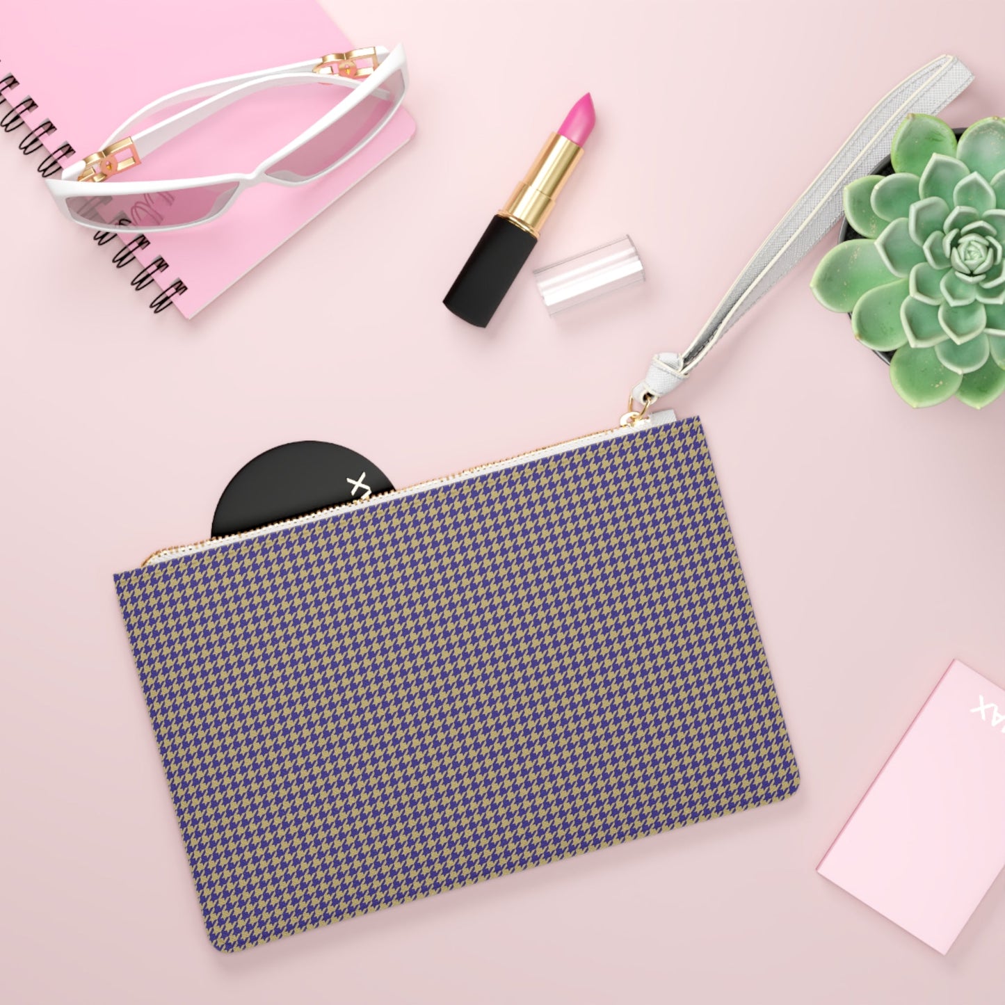 Clutch Bag | Purple & Gold | Houndstooth