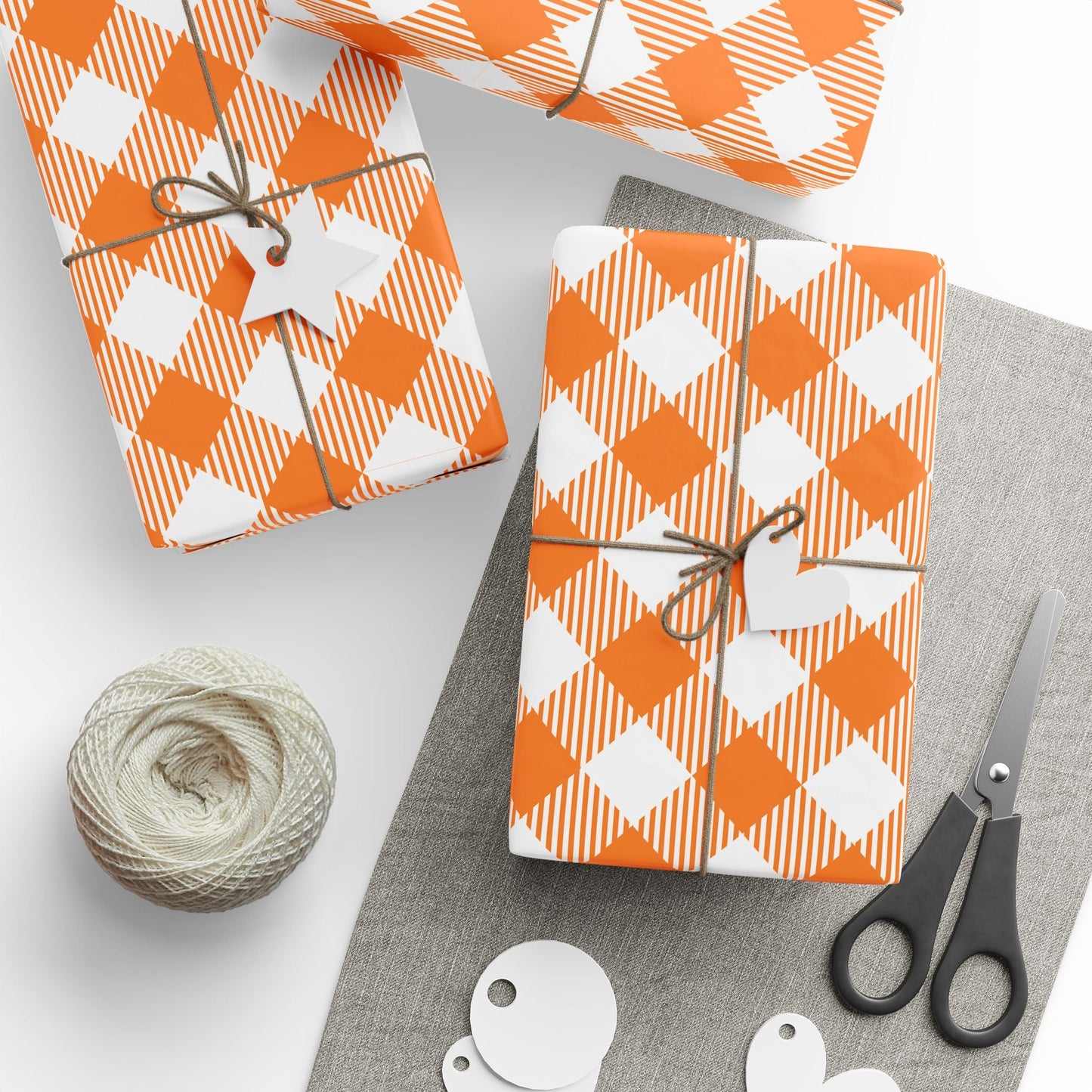 Gift Wrap | Orange & White | Gingham