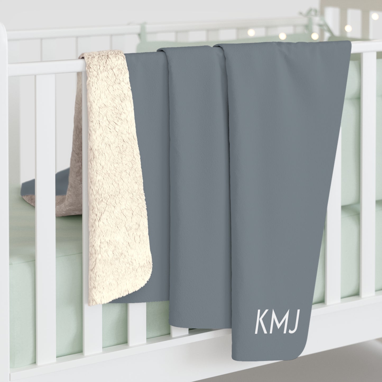 Sherpa Fleece Blanket- Personalized | Navy & White | Light