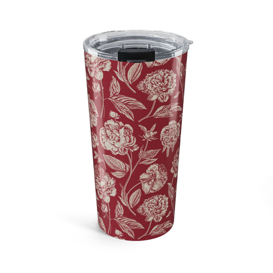 Tumbler | Maroon & White | Peony