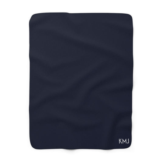 Sherpa Fleece Blanket- Personalized | Navy & White | Dark