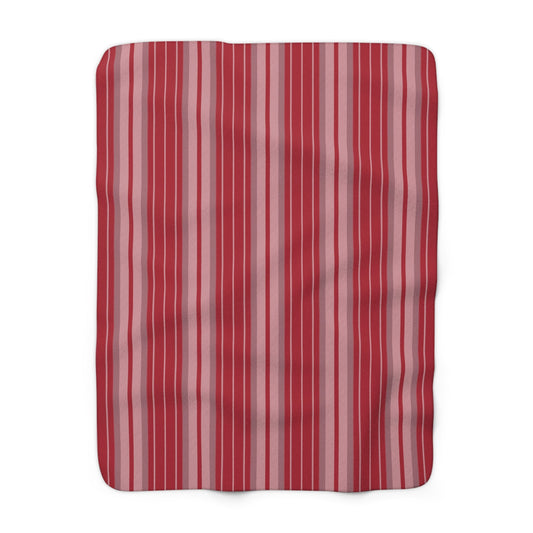 Sherpa Blanket | Red & Gray | Stripe