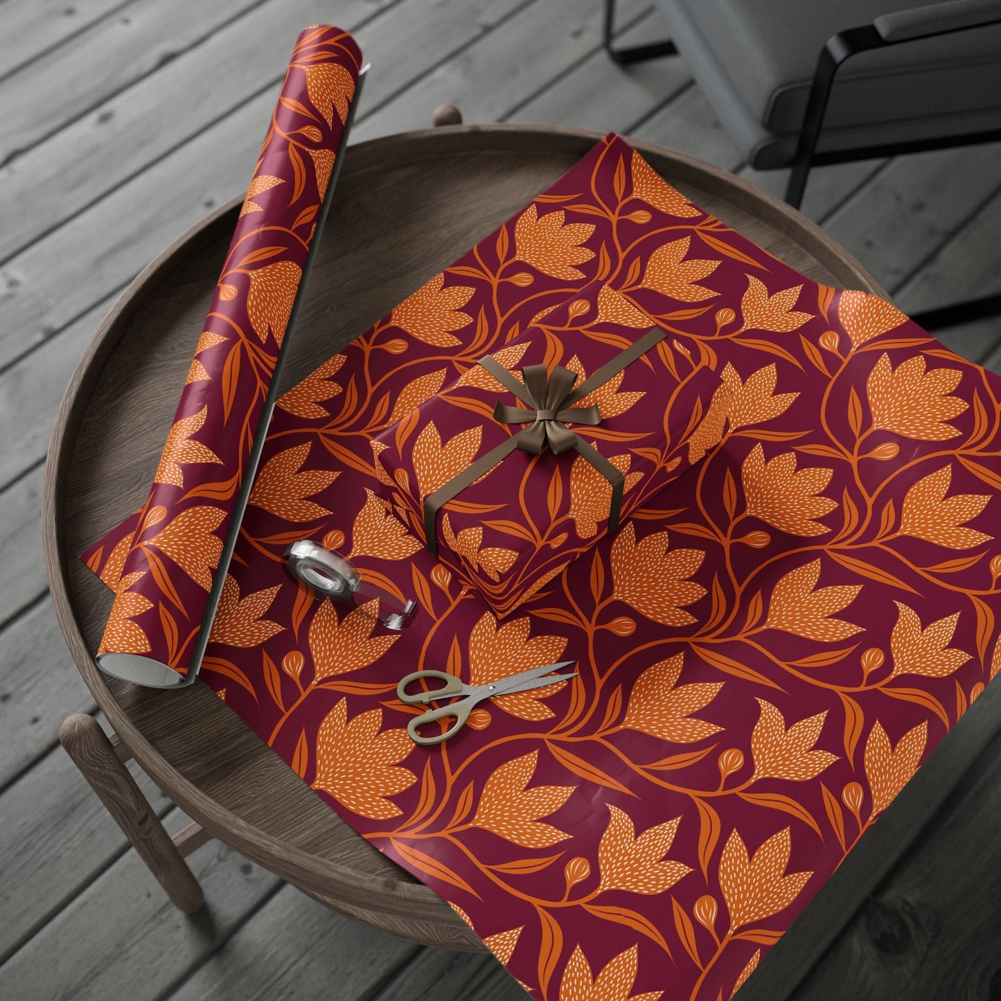 Gift Wrap | Maroon & Orange | Magnolia