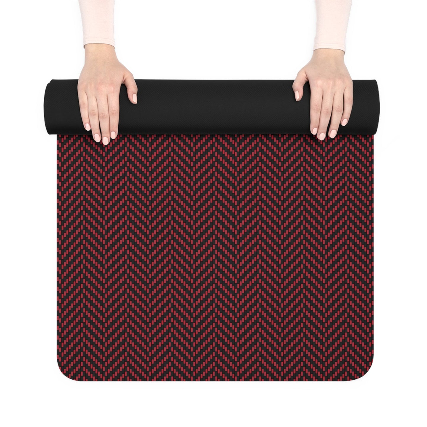 Yoga Mat | Red & Black | Herringbone