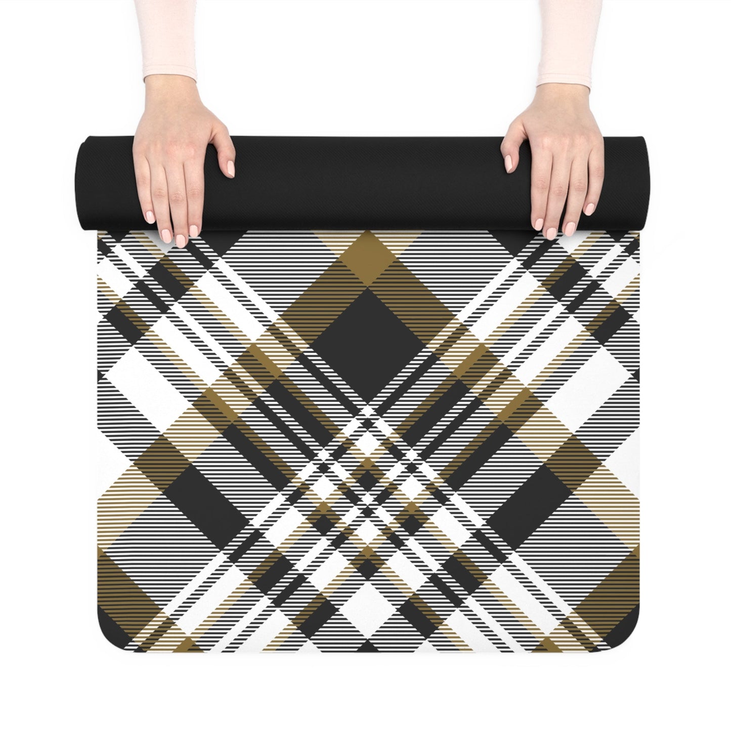 Yoga Mat | Black & Gold | Tartan