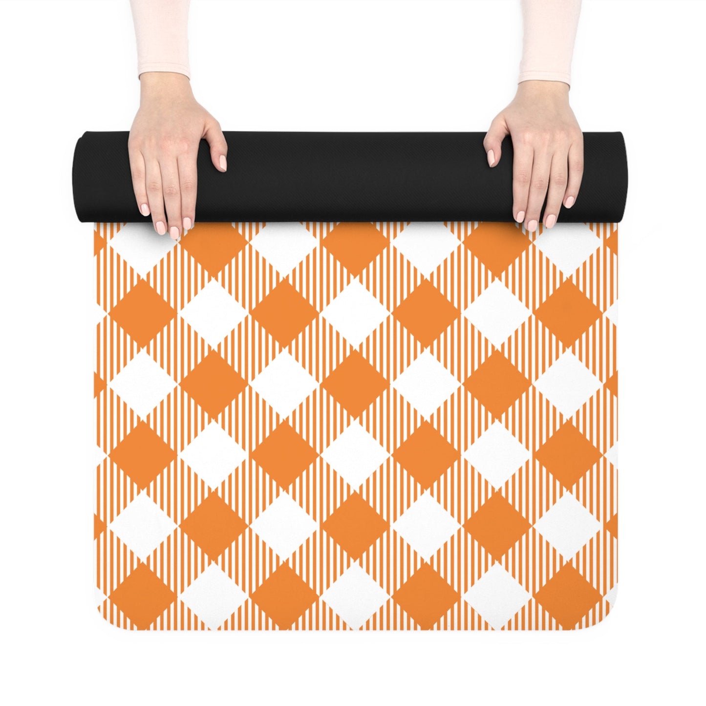 Yoga Mat | Orange & White | Gingham
