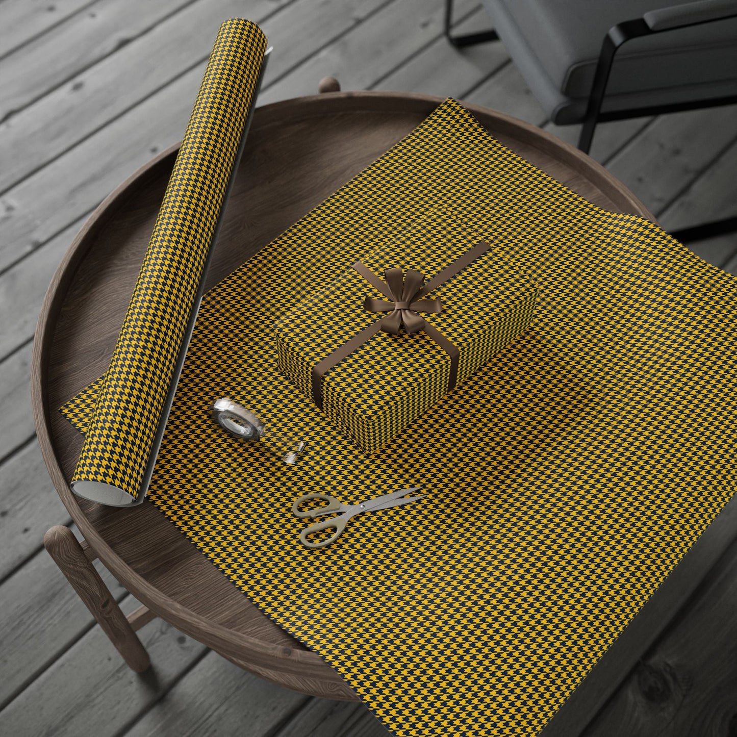Gift Wrap | Yellow & Blue | Houndstooth