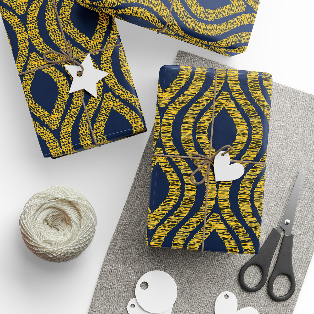 Gift Wrap | Yellow & Blue | Ogee