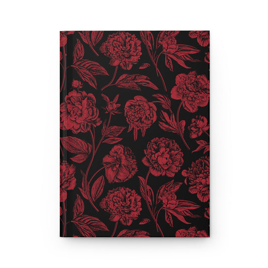 Hardcover Journal | Red & Black | Peony