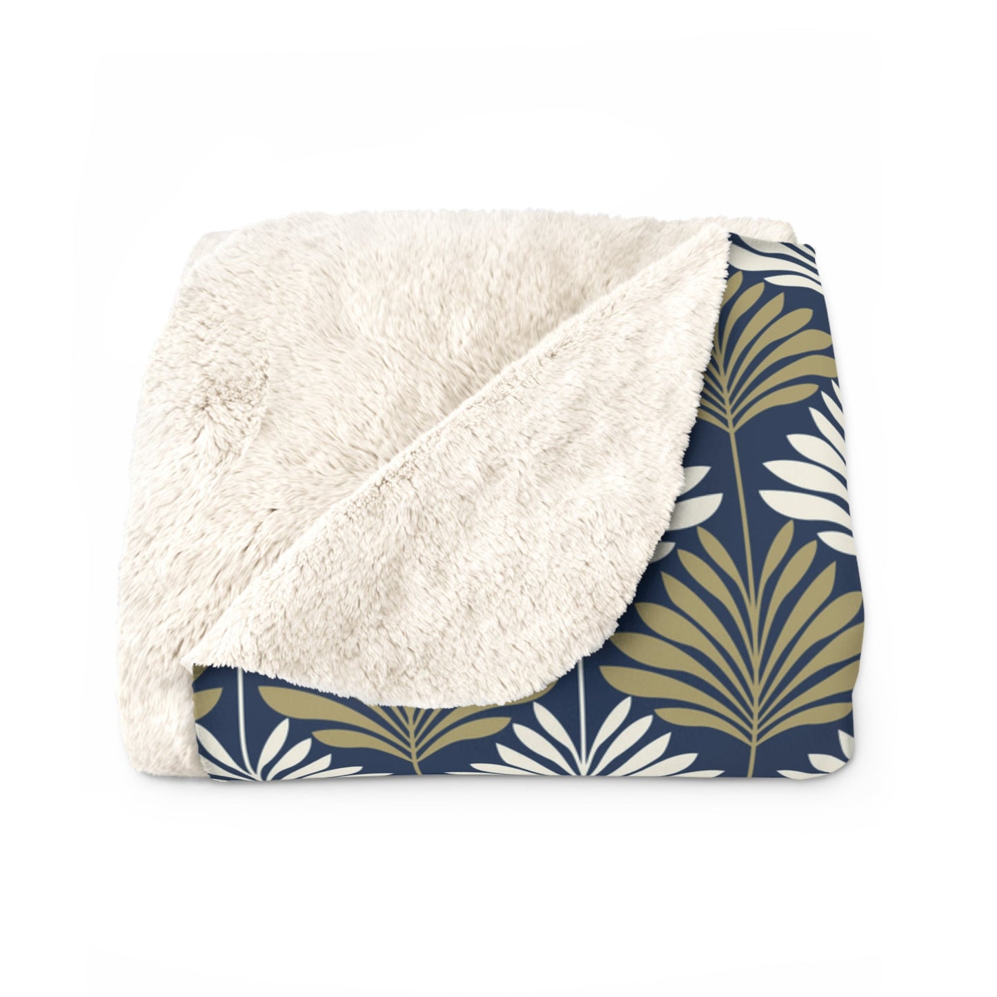 Sherpa Fleece Blanket | Blue & Gold | Deco