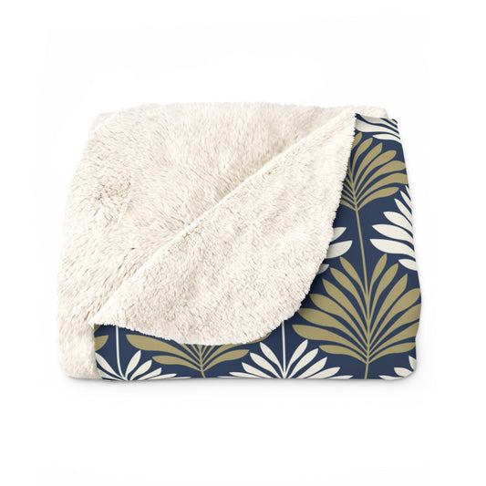 Sherpa Fleece Blanket | Blue & Gold | Deco