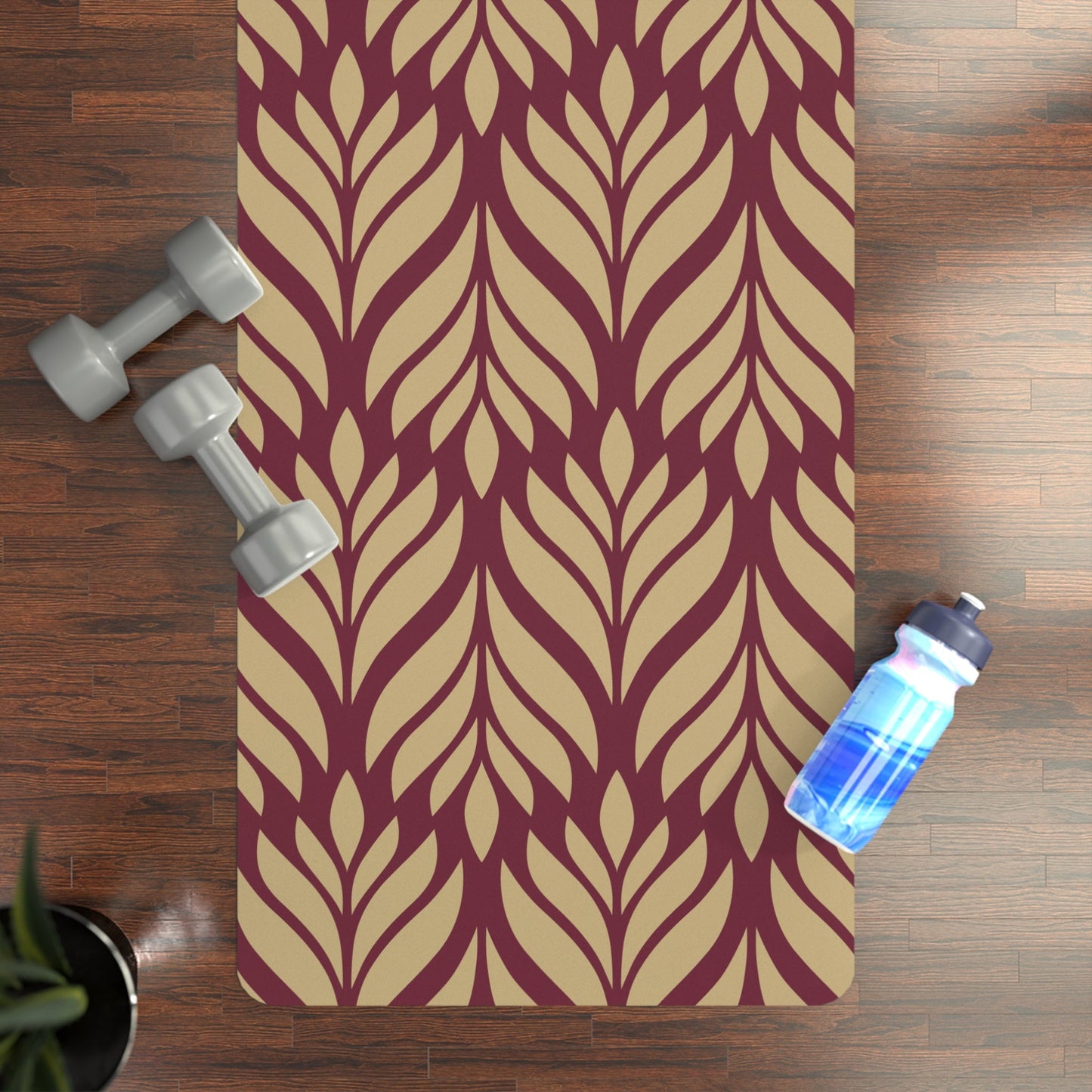 Yoga Mat | Maroon & Gold | Palm