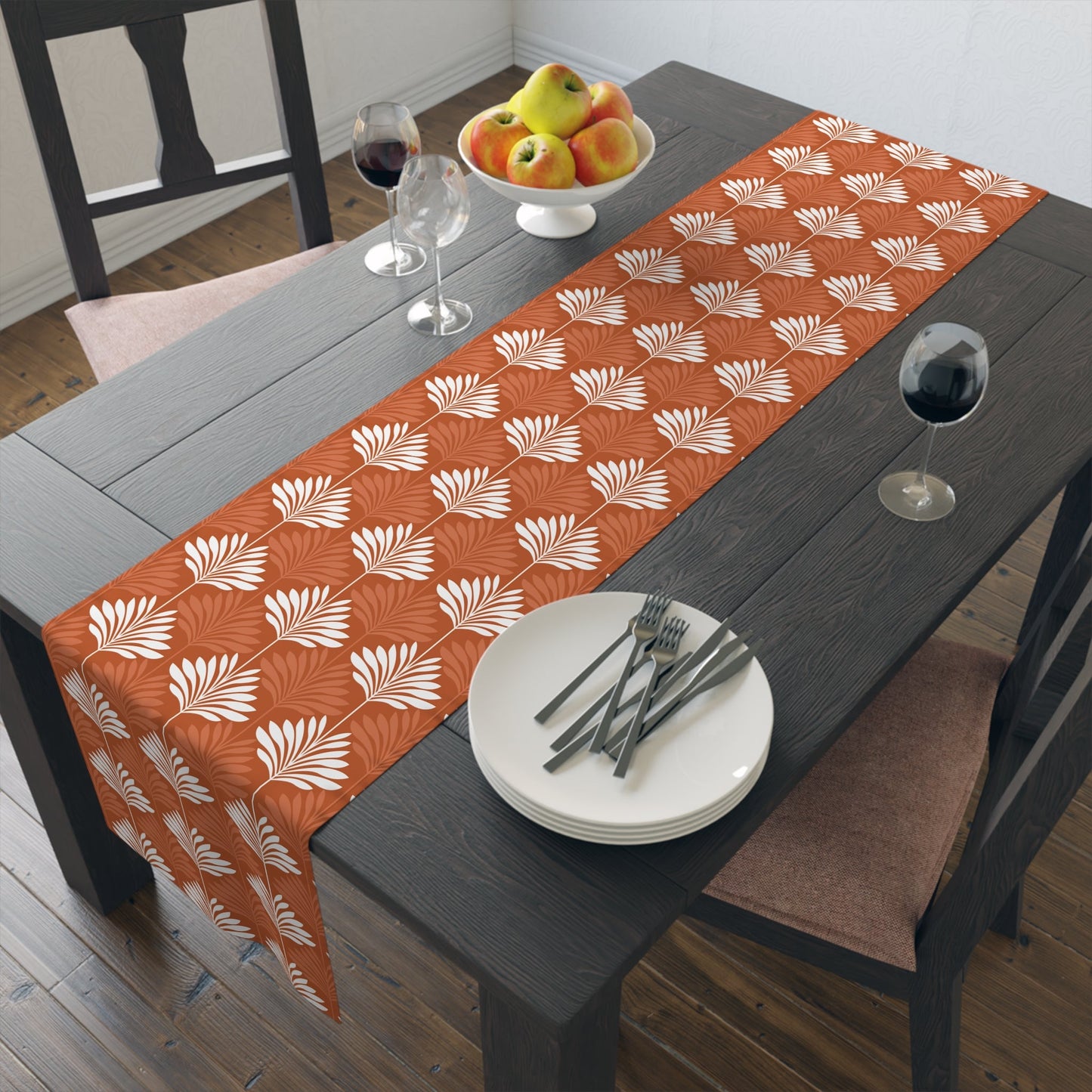 Table Runner | Dark Orange & White | Deco