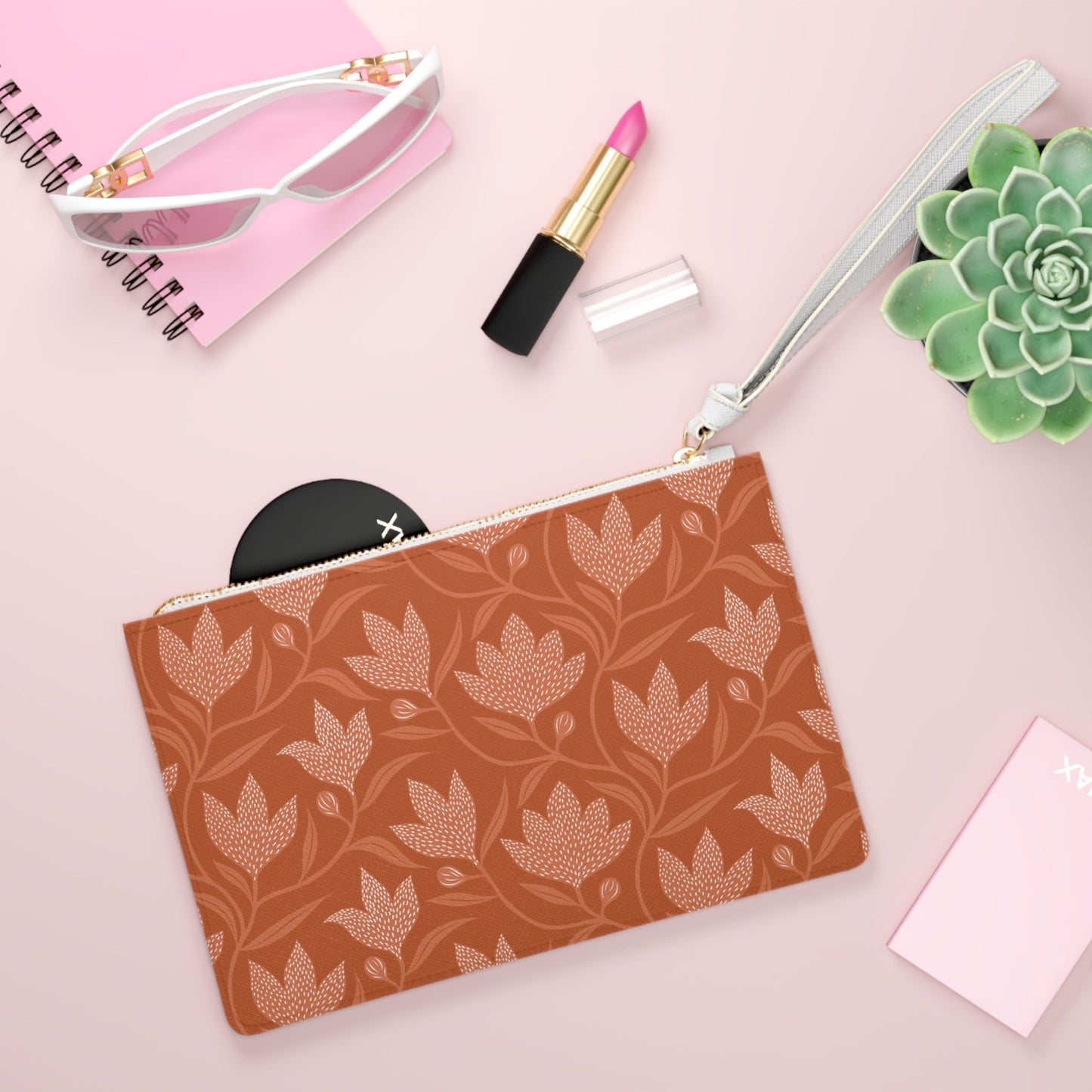 Clutch Bag | Dark Orange & White | Magnolia