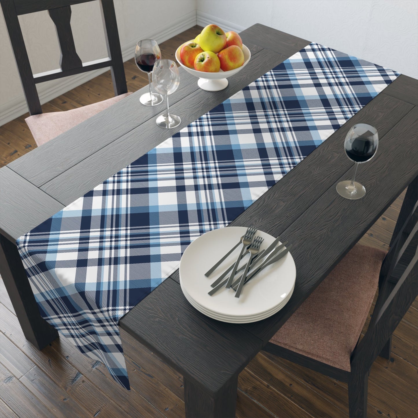 Table Runner | Light Blue & White | Tartan
